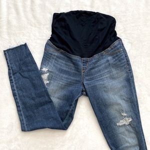 Distressed vintage maternity jeans